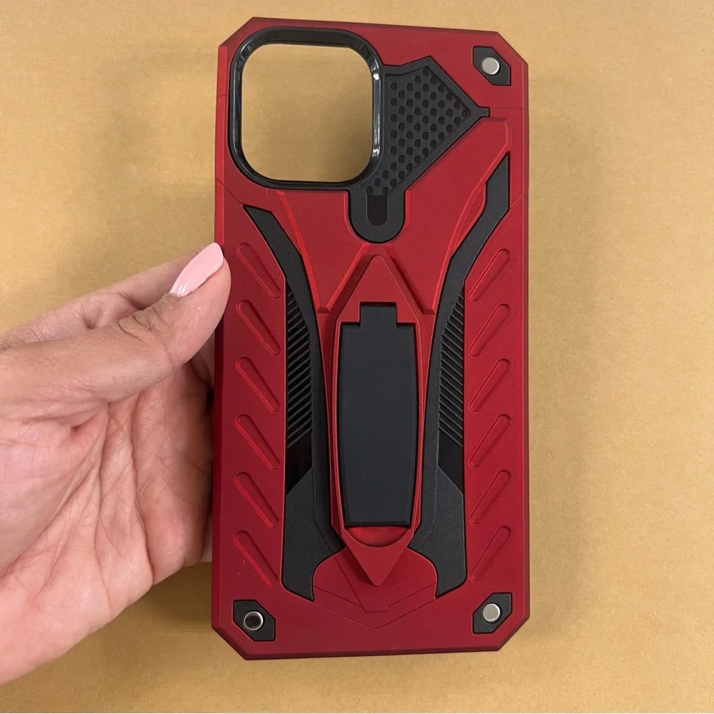iPhone 12 Pro Max Red and black case with kickstand #iphonemaxcase